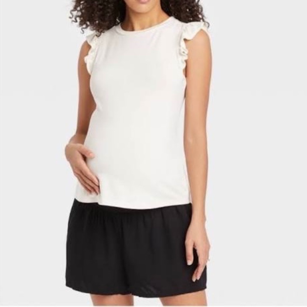 *FIRM PRICE* The Nines by Hatch Maternity ruffled sleeve tank top